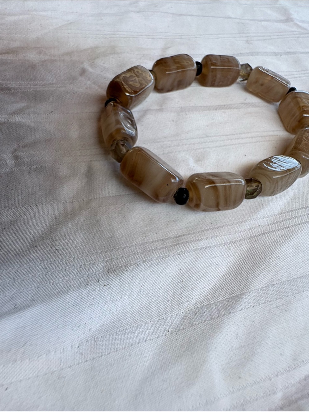 Neutral Agate Beaded Stretch Bracelet - Women Jewelry
